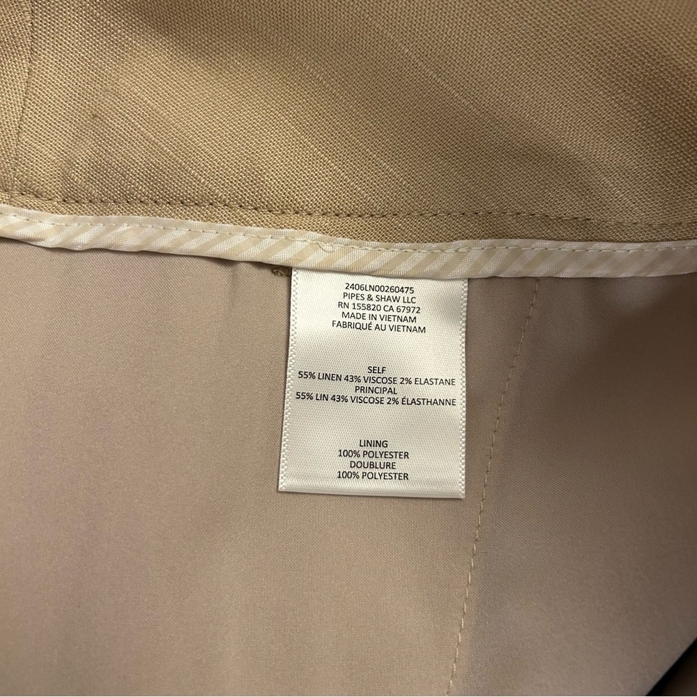 Veronica Beard Cruz Pintuck Linen Blend Pants in Stone Khaki Size 2 - Picture 8 of 9